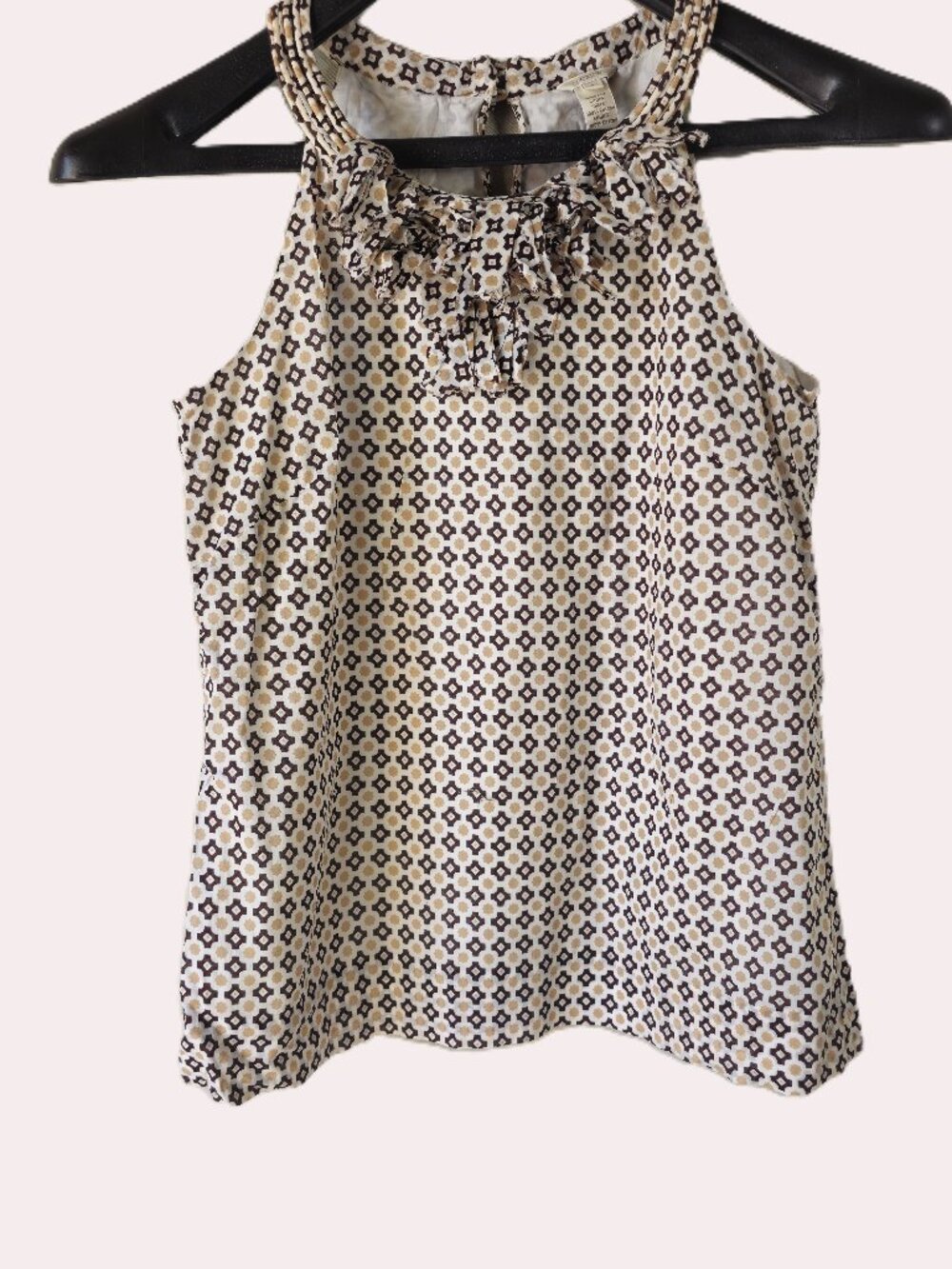 J.Crew 100% Cotton Brown Geometric Print Sleeveless Top Size 4